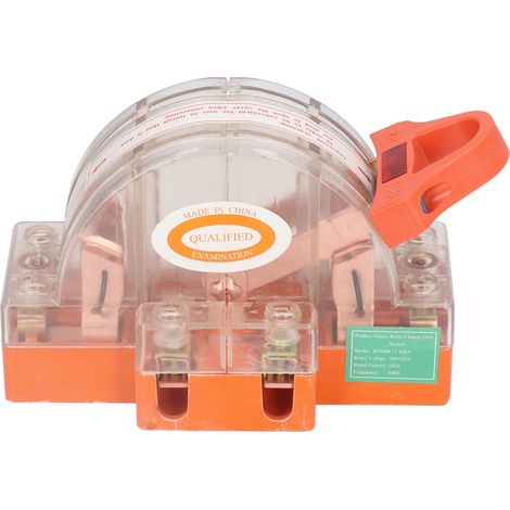 Interrupteur à couteau bipolaire à boîtier transparent, interrupteur à couteau de sécurité 2P 100A avec indicateur LED pour disjoncteurs de générateur (1/5)