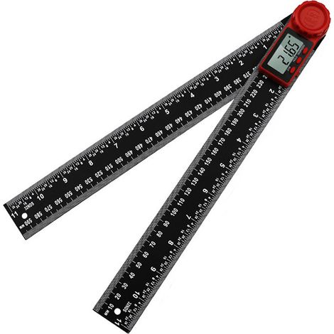 Sollbry Buscador de ángulos digital, herramienta de medición de ángulos con ajuste a cero y función de bloqueo, transportador de ángulos para carpinteros (300 mm, negro) (1/3)