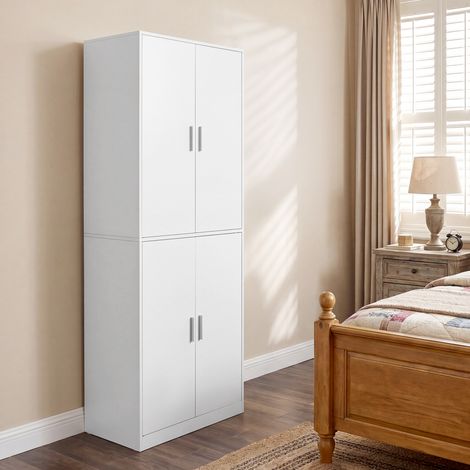 Meuble à Chaussures, Étagère Réglable, Meuble de Rangement pour Entrée, 9 Niveaux, 4 Portes, Blanc (1/5)