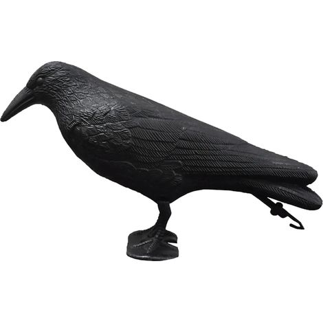 Dekorative schwarze sitzende Krähe zum Verscheuchen von Gartenvögeln, realistische Figur für Terrasse und Balkon