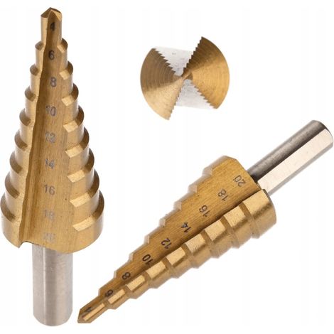 Konischer Stufen-Spiralbohrer HSS Titan 4-20 mm Bohrer (1/5)