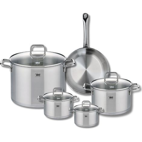 Ensemble de 1 Poêle de cuisson 24 cm et 4 faitouts 12, 14, 20 et 26 cm Elo Profi Citrin (1/5)