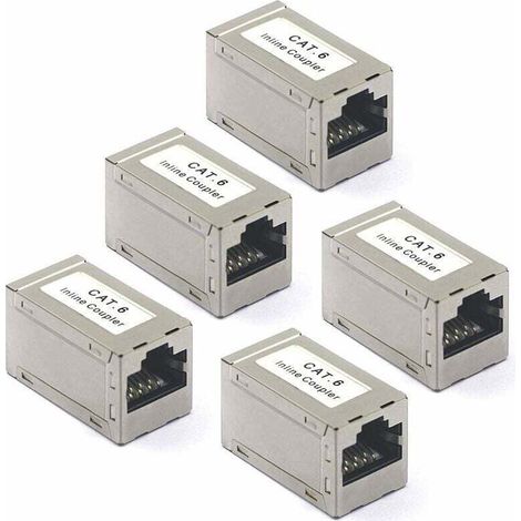 RJ45 Ethernet Cat6 Kupplungskabel (Buchse auf Buchse), geschirmt, 5er-Pack