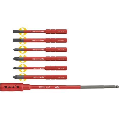 Wiha Juego de bits slimBit electric en surtido con soporte slimBit de 7 unid. (36079)