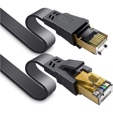 20M Câble Ethernet Cat 8 , , Câble Réseau LAN Gigabit RJ45 Plat Haute Vitesse, Cordon de Brassage Internet 40Gbps 2000MHz pour Commutateur,Routeur,Modem,Panneau de Brassage,PC (1/4)