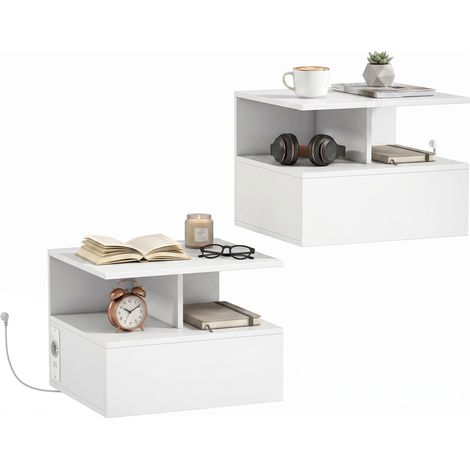 Tables de Chevet Suspendues Lot de 2 40 x 35 x 30 cm Chambre (1/5)