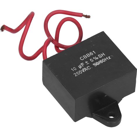 2 Stück Anlaufkondensatoren für Deckenventilatoren mit 14 cm Anschlusskabel, 10 µF, 250 V AC, 50/60 Hz, CBB61 (1/5)