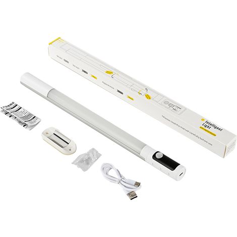 Barre LED Aimantée Rechargeable avec Écran Digital, Détection de Mouvement Jour/Nuit, Température Réglable, 2000mAh, Argent (1/5)