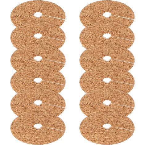 12 pièces Tapis de Coco Plantes, 20cm Disque de Protection Plante, Tapis de Noix de Coco Disque paillis Pot Tapis de Protection des Plantes, Anneau pour Protection des Racines (1/5)