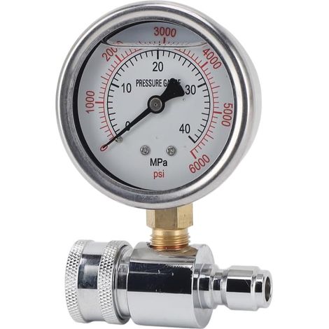 Manomètre pour nettoyeur haute pression jusqu'à 6000 psi, raccord rapide 3/8" pour nettoyeur haute pression (1/5)