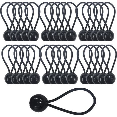 30pcs Tendeur Elastique avec Boule, Sandow Elastique, Tendeur Bache pour Bannière, Pavillon, Bâche, Camping, Tente, Rideaux Harnais d’Extension, Épaisseur 4mm Très Fort (1/5)