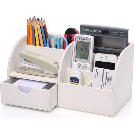 7 Compartiments en PU Cuir Multi-fonctionnels Organisateur de Bureau (1/4)