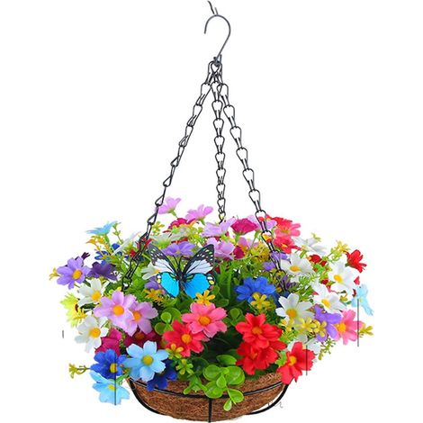 Plantes Artificielles - Suspension Extérieure avec Panier - Fleurs Fausse Vertu pour Jardin Intérieur Balcon Fenêtre Décoration Mariage - Lot de 1 (1/4)