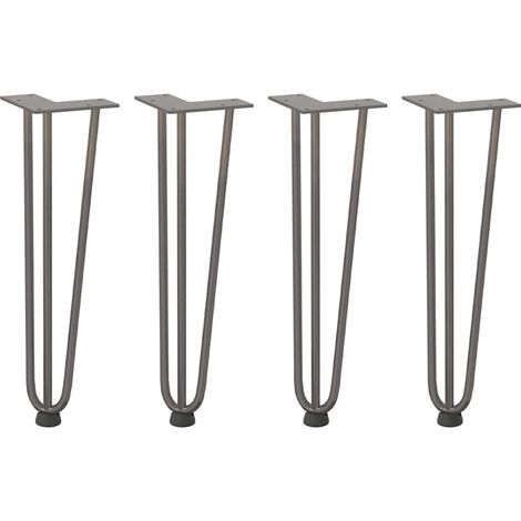 Lot de 4 pieds en épingle à cheveux pour table basse 42 cm robustes design moderne en acier naturel (1/5)