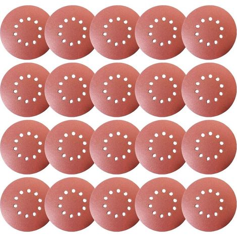 Disque de Ponçage 35pcs Disques Abrasifs,Disques abrasifs Diamètre 225 mm Grain5XP60/80/100/120/180/240/320 10trous en rouge Papier abrasif pour construction a sec(35pcs)