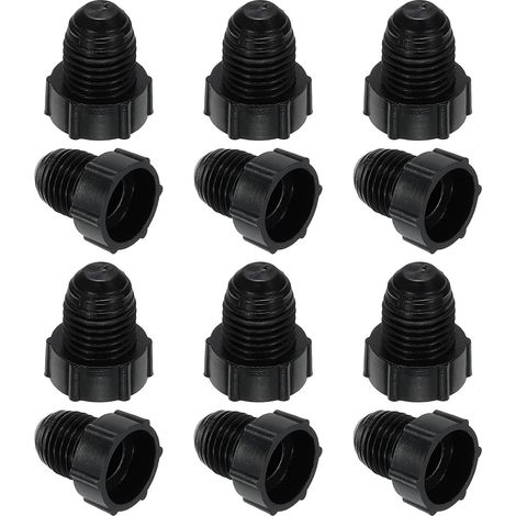 Bouchon fileté en plastique 1/4", lot de 12 bouchons de valve d'arrêt de raccord de tube de flare SAE 45 degrés 7/16-20UNF pour climatiseur, conduite de gaz hydraulique, noir (1/5)
