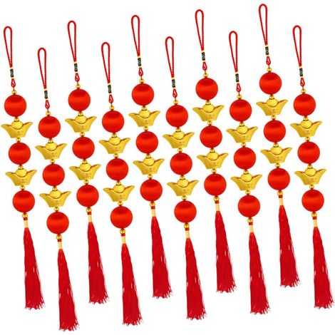 10pièces Décorations Suspendues Forme de Style Chinois pour Nouvel an Ornements pour Fête du Printemps (1/5)