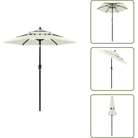 The Living Store Ombrellone a Sbalzo a 3 Livelli Palo in Alluminio 2 m Sabbia - Ombrellone a 3 livelli