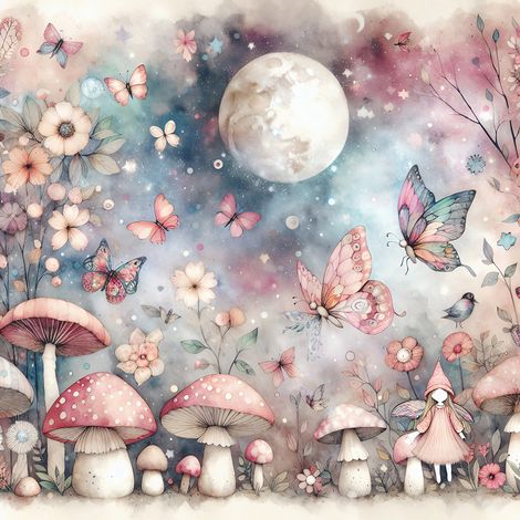 Papier peint panoramique Enfants - Féerique - 130 cm x 130 cm (1/2)