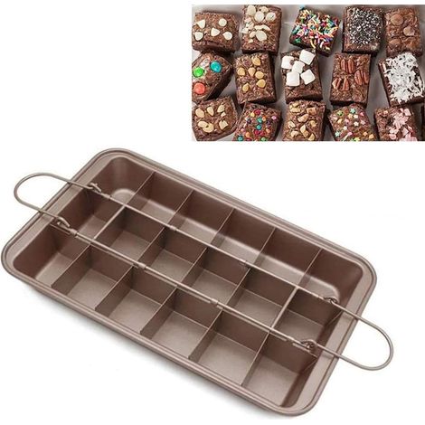 JANMIR-Moule à brownies antiadhésif avec séparateurs, en acier à haute teneur en carbone, 18 compartiments, pour la cuisson au four, avec trancheuse intégrée et grille de cuisson. (1/5)