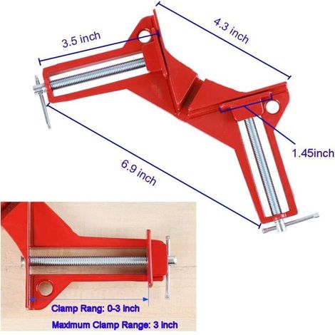 Aougo – Morsetto ad angolo retto a 90° – Set di 4 morsetti in alluminio antiruggine – Capacità 77 mm per la lavorazione del legno – Morsetti per cornici (1/4)