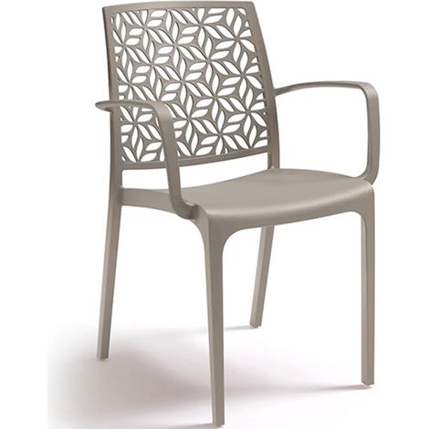 SEDIA RESINA CON BRACCIOLI "NINFA" TAUPE