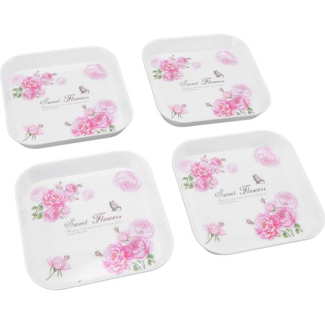 rosenförmige Snackteller, kleine quadratische Schälchen für Knochen, Obst, Essensreste, Desserts, Servierset für den Haushalt (1/5)