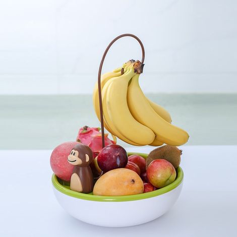 Panier à fruits avec support à bananes, crochet porte-fruits, support à bananes singe (1/5)