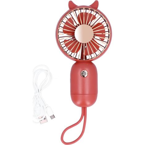 Ventilateur de Poche Mini USB Réglable Silencieux pour Bureau Extérieur Maison École Rouge Vif (1/5)
