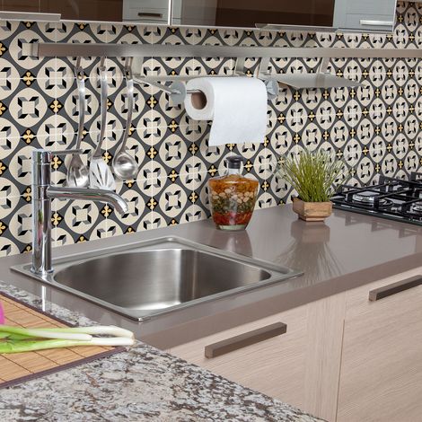 Sticker Mural Carrelage adhésif Cuisine Salle de Bain - 9 STICKERS CARREAUX DE CIMENT AZULEJOS NINORIO - 9stickers15x15cm (1/5)
