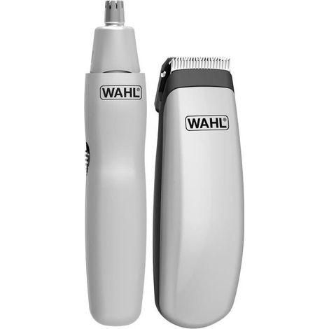 Kit de voyage barbe - WAHL - TRAVEL KIT - Tondeuse a pile - Coupe poils nez / oreilles - 6 réglages - Gris (1/5)