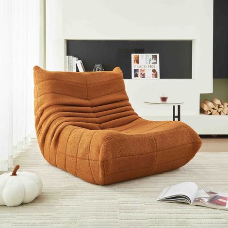 Sitzsack-Sessel Teddy-Fleece Orange 90x105x72 cm ergonomisch, leicht & tragbar MIVRY (1/5)