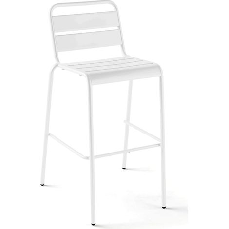 Chaise de bar haute en métal blanc - Palavas