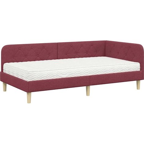 Maison Exclusive - Cornice del letto ad angolo Rosso Vino 90 x 190 cm Tessuto