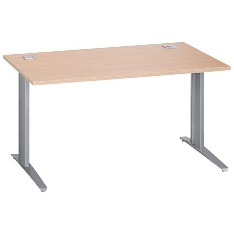 Bureau droit chêne clair L 140 cm piètement métal plus aluminium Essens - Maxiburo