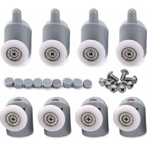 Set of 8 Adjustable Shower Door Rollers 25mm – Spring Mechanism for Smooth Operation – Compatible with 4 to 6mm Glass (1/4)
