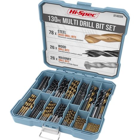 Coffret de 130 Forets Hélicoïdaux HSS Revêtus de Titane (1-10mm) - Kit de Perçage Polyvalent Forets Metaux, Bois et Plastique - Metal avec Boîte de Rangement Robuste (1/5)