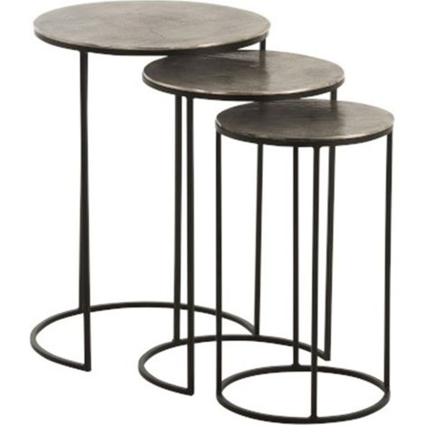 Lot de 3 Tables Gigognes Design "Roday" 60cm Noir (1/3)