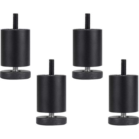 Pieds de meuble réglables en aluminium avec tige filetée, pieds de table en métal, pieds de canapé, noir mat, lot de 4 (8cm / 3.1in) (1/5)
