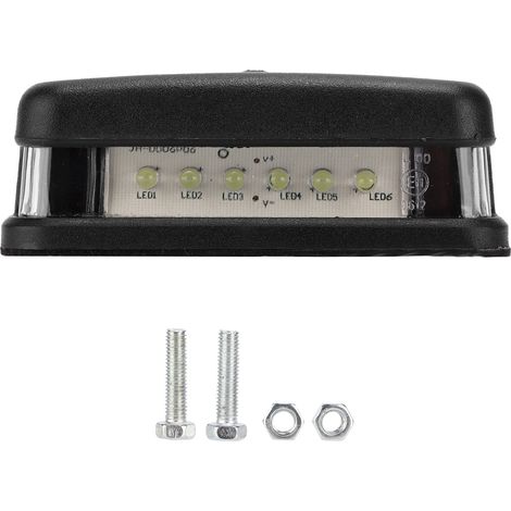 Éclairage de plaque d'immatriculation 12V/24V à 6 LED, lampe étanche haute luminosité pour voitures, camions et camping-cars (1/3)