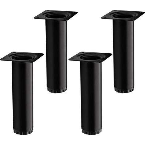 4er Pack - Möbelfuß BRAVO Höhe 150 mm (+ 10 mm) Ø 40 mm schwarz matt höhenverstellbarer Schrankfuß aus Stahl Möbelbein belastbar bis 50 kg von SOTECH