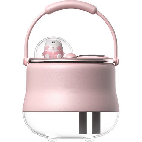Mini diffuseur brume 400ml double buse, forme canard mignon, portable avec poignée, pour bureau chambre rose, type batterie (1/5)
