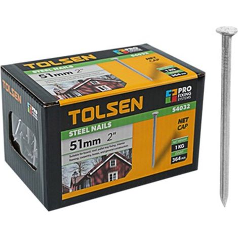 Paquete 1 Kg Punta Hierro Cabeza Plana - 3x3.75mm, TOLSEN