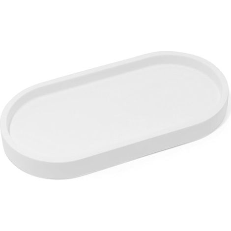 Bardusch-Plateau rond blanc mat – Ø20 cm – support 2 distributeurs – salle de bain/cuisine – organisation pratique (1/5)