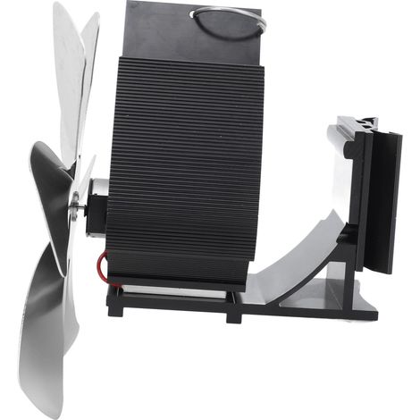Ventilateur de poêle à bois à 6 pales, alimenté par la chaleur, silencieux, à suspendre au conduit de cheminée, écologique, fixation murale argentée (1/5)