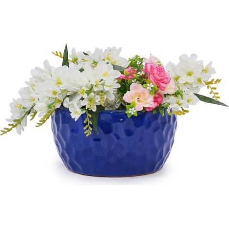 CHICFURN Set di 3 vasi da fiori in ceramica verde antico Ø 38,1/30,5/25,4 cm per interno/esterno (1/5)