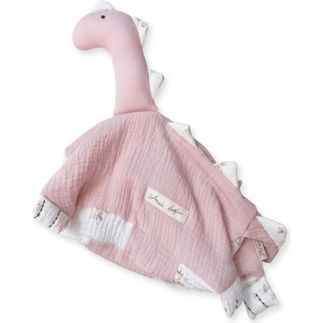 Peluche dinosaure en mousseline faite main (rose poudré + pivoine fragile) (1/5)