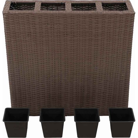 Jardinière, Pot de Fleurs d'extérieur, Lit surélevé de jardin avec 4 pots Résine tressée Marron OIB2625E (1/5)