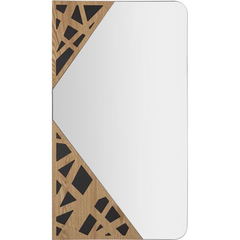 Miroir Mural Déco "Angle" 90cm Naturel & Noir (1/5)
