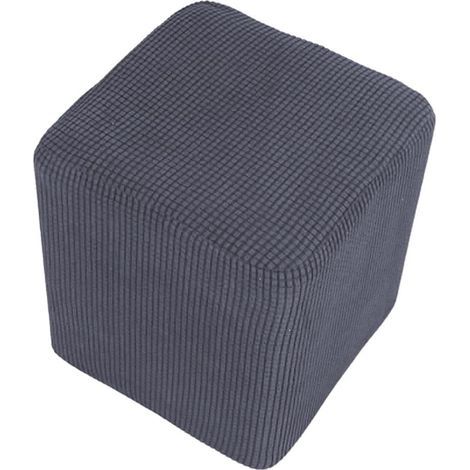 1 Housse De Tabouret Carrée Extensible Antidérapante Diamètre 30-34 Cm Gris Pour Maison Café Restaurant (1/5)